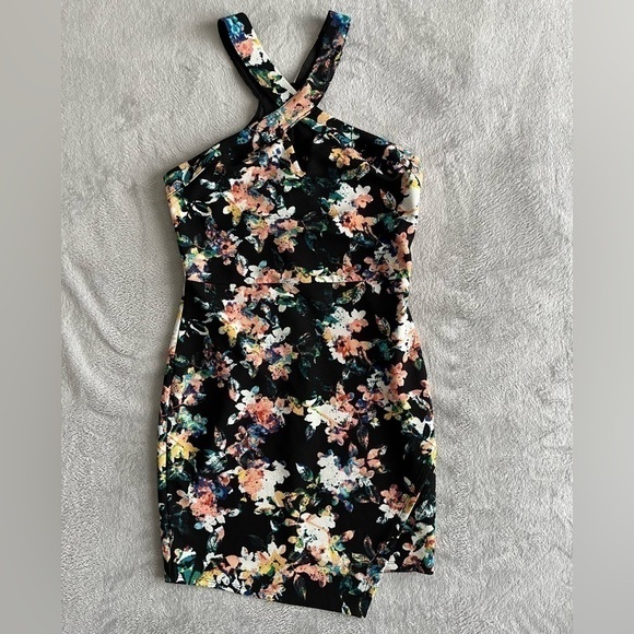 Material Girl women’s Floral print mini Dress zipped back size L - Picture 1 of 9